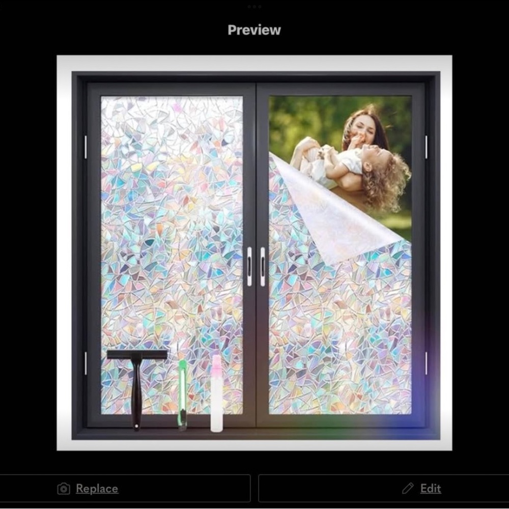 (4) NEW 3 Rolls of Stained Glass 3D Window Cling Film w/Tools Privacy Cling